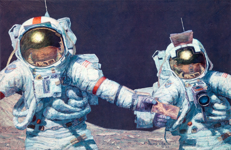 Illustration for article titled The Fourth Man To Walk On the Moon Also Paints Beautiful Space ArtÂ